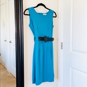 Calvin Klein Turquoise | Teal Midi dress (no belt)